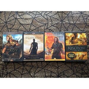 DVD Lot 4 Movies Action Adventure Warrior Fantasy History Drama Troy Gladiator